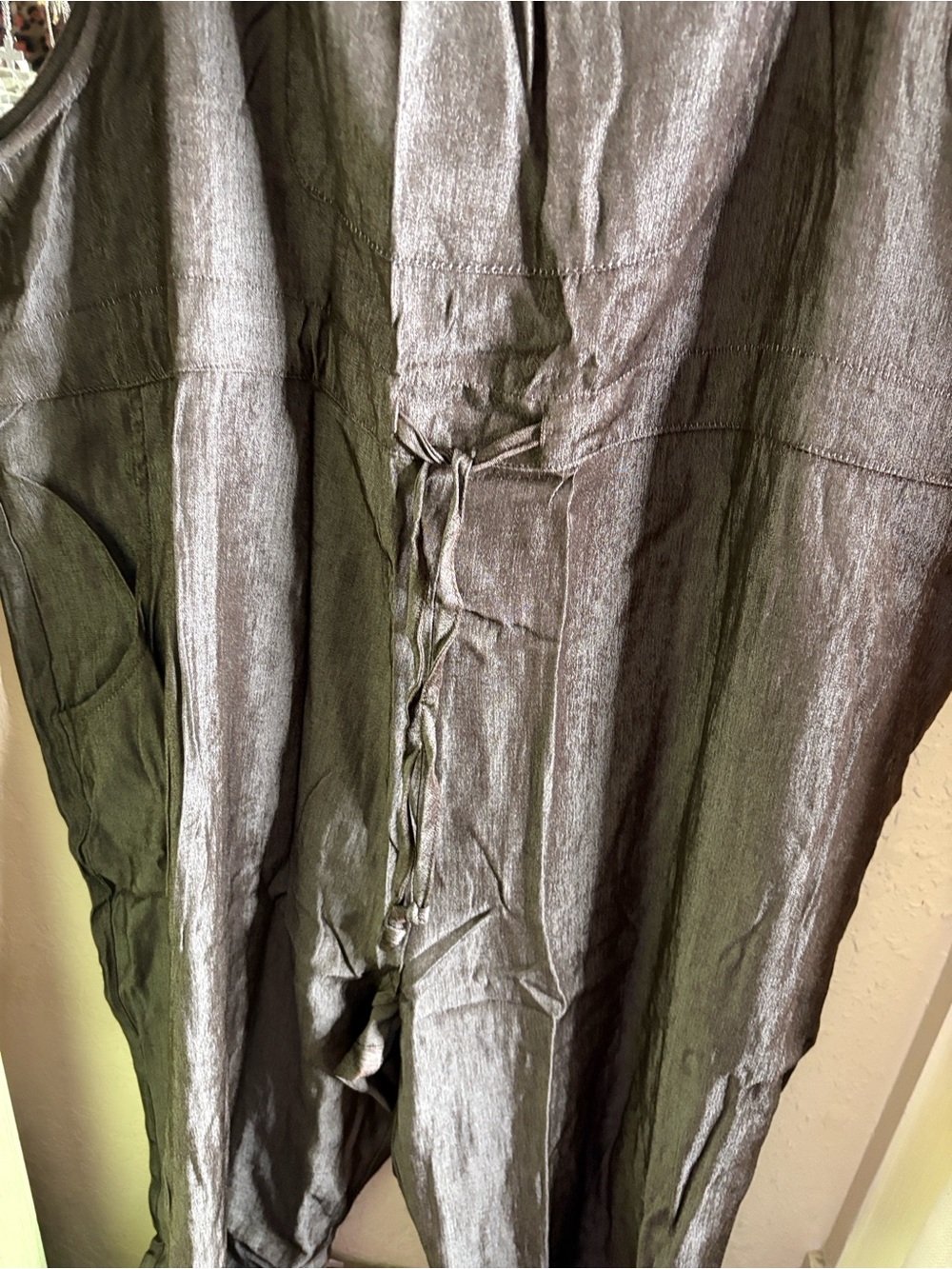 LuLaRoe Olive Wide Leg Jumpsuit with Front Tie
